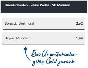 Draw No Bet (DNB) oder auf deutsch: "Unentschieden keine Wette"